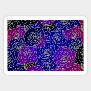 Blue & Purple Rose Floral Pattern Sticker